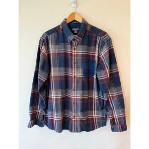 Eddie Bauer Long Sleeve 100% Cotton Plaid Classic Fit Shirt Blue Men's Size XL